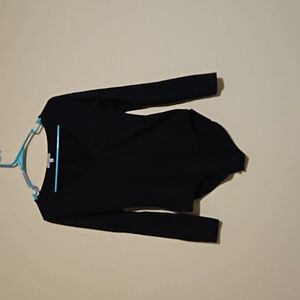 Black long sleeve deep cut body suit